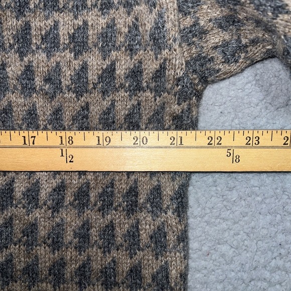 VTG Mountain Express Sweater Men's Sz M Beige Houndstooth‎ Pure Wool Sweatshirt - Picture 4 of 6
